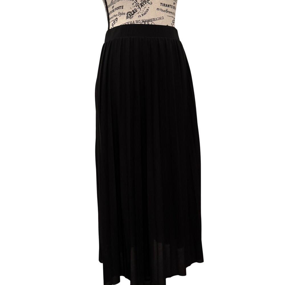 Love Highlight Black Pleated Maxi Skirt Size Large Flowy Long Whimsigoth Gypsy